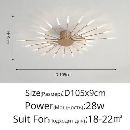 Modern gold nordic led ceiling light for living room
