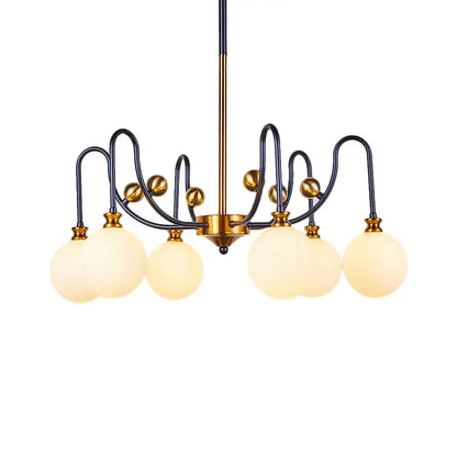 Modernist black & gold opal glass pendant chandelier – living room
