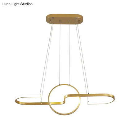 Modern gold interlocking ring pendant light dining room ceiling lamp