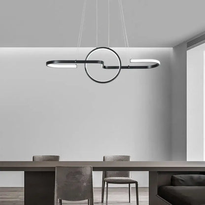 Modern gold interlocking ring pendant light dining room ceiling lamp