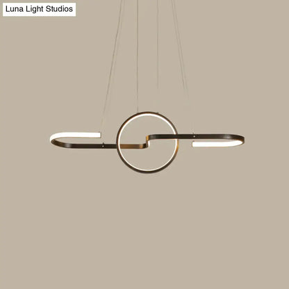Modern gold interlocking ring pendant light dining room ceiling lamp