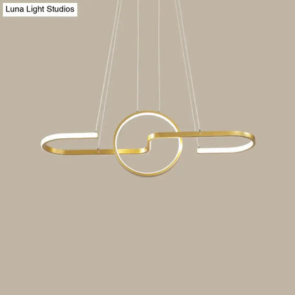 Modern gold interlocking ring pendant light dining room ceiling lamp