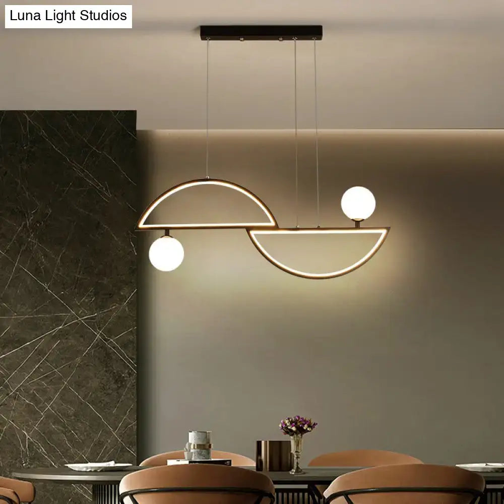 Modern gold semi-circle island light fixture dining room led globe