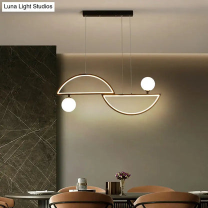 Modern gold semi-circle island light fixture dining room led globe