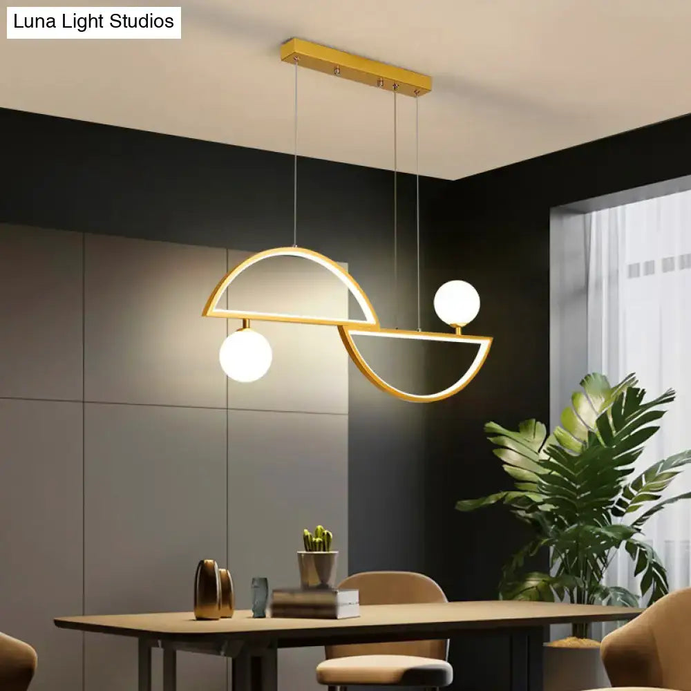 Modern gold semi-circle island light fixture dining room led globe