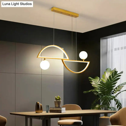 Modern gold semi-circle island light fixture dining room led globe