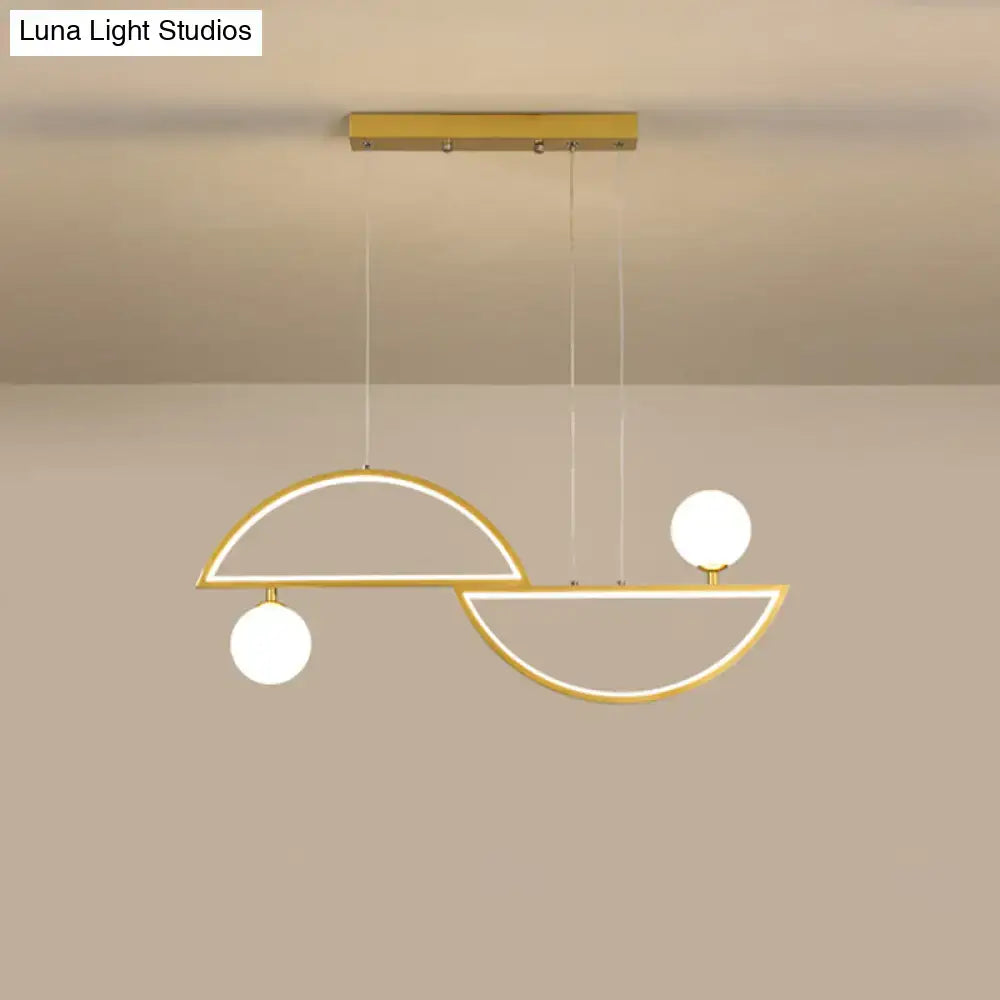 Modern gold semi-circle island light fixture dining room led globe