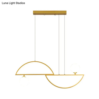 Modern gold semi-circle island light fixture dining room led globe