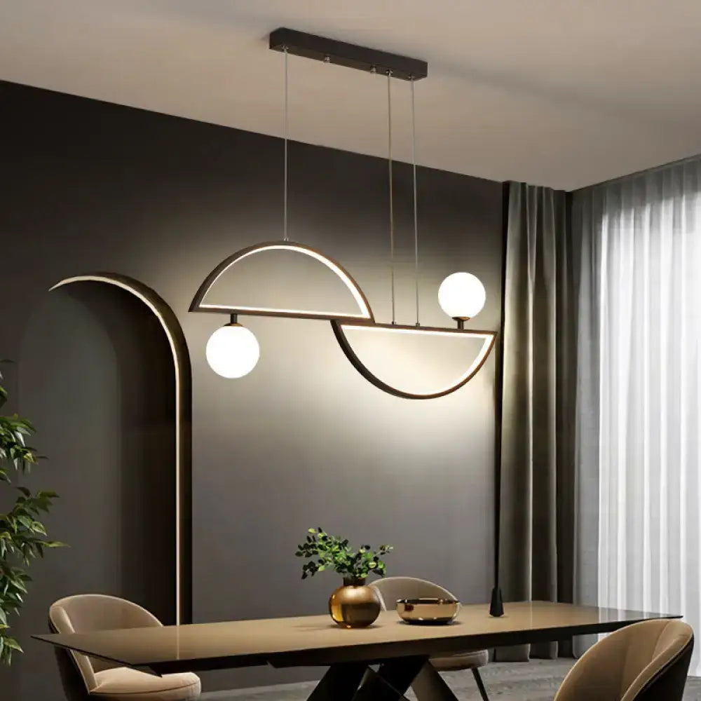 Modern gold semi-circle island light fixture dining room led globe