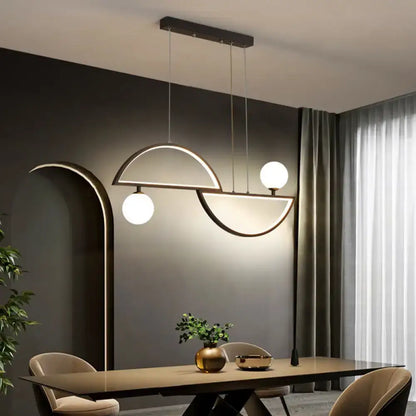 Modern gold semi-circle island light fixture dining room led globe