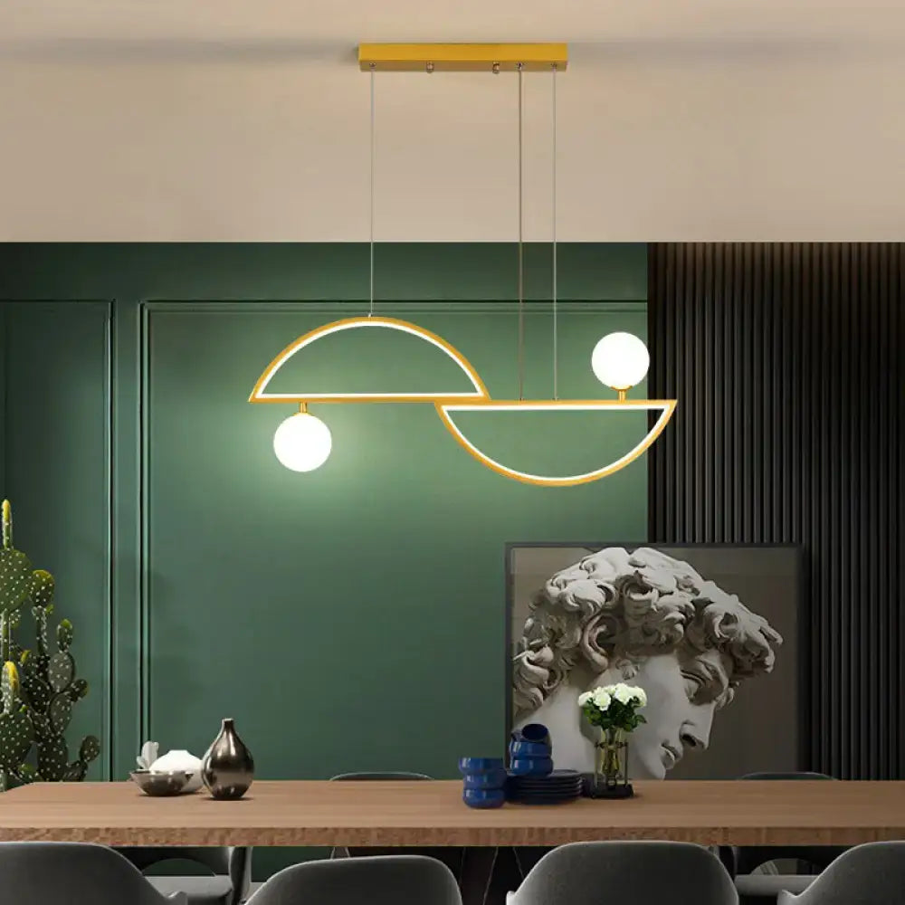 Modern gold semi-circle island light fixture dining room led globe