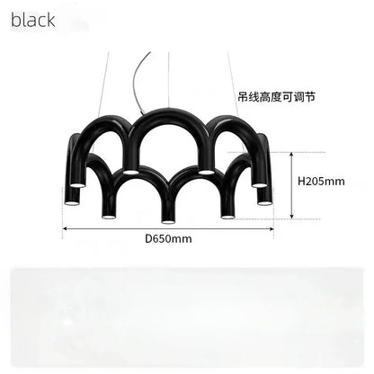 Modern black u-shaped chandelier for bedroom and kitchen