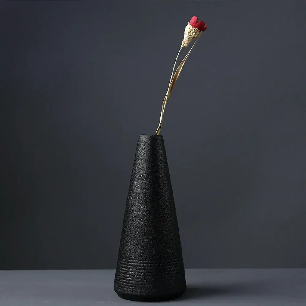 Matte black ceramic small vase elegant japanese living room decor