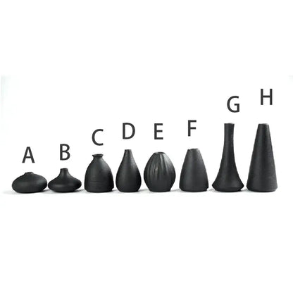 Matte black ceramic small vase elegant japanese living room decor
