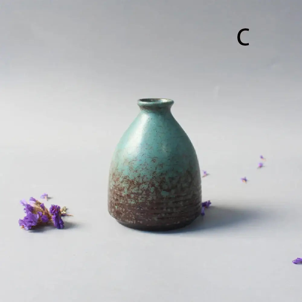 Matte black ceramic small vase elegant japanese living room decor