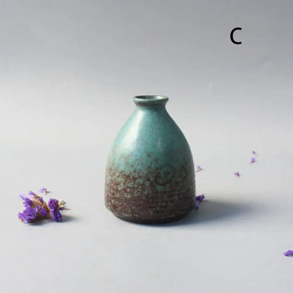 Matte black ceramic small vase elegant japanese living room decor
