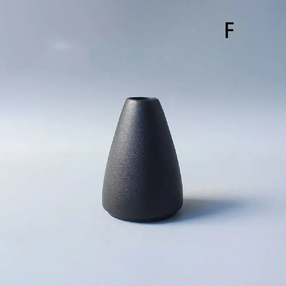 Matte black ceramic small vase elegant japanese living room decor
