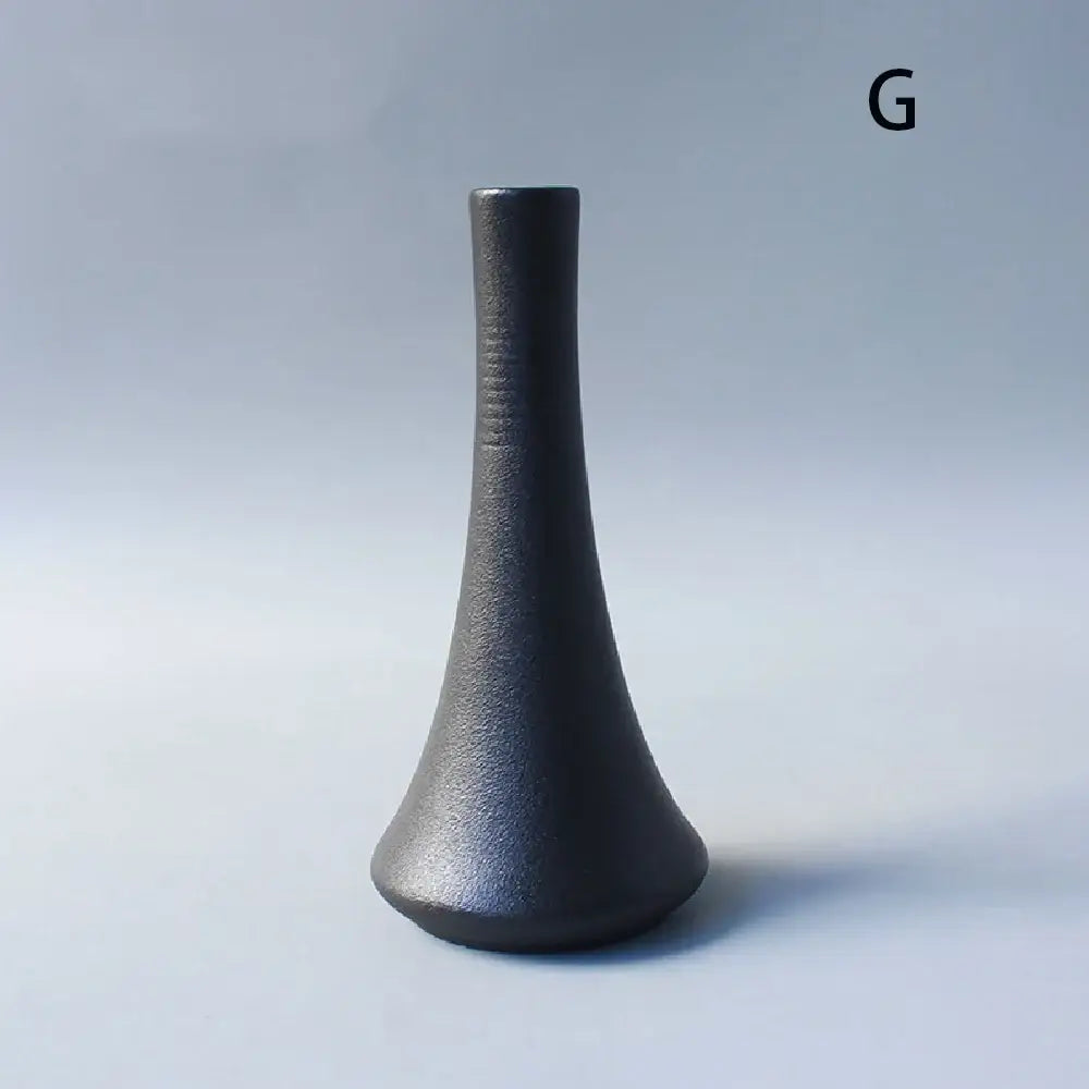 Matte black ceramic small vase elegant japanese living room decor