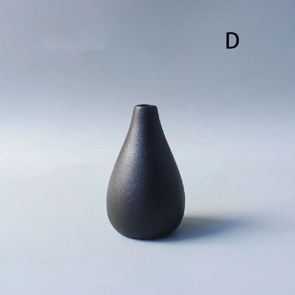 Matte black ceramic small vase elegant japanese living room decor
