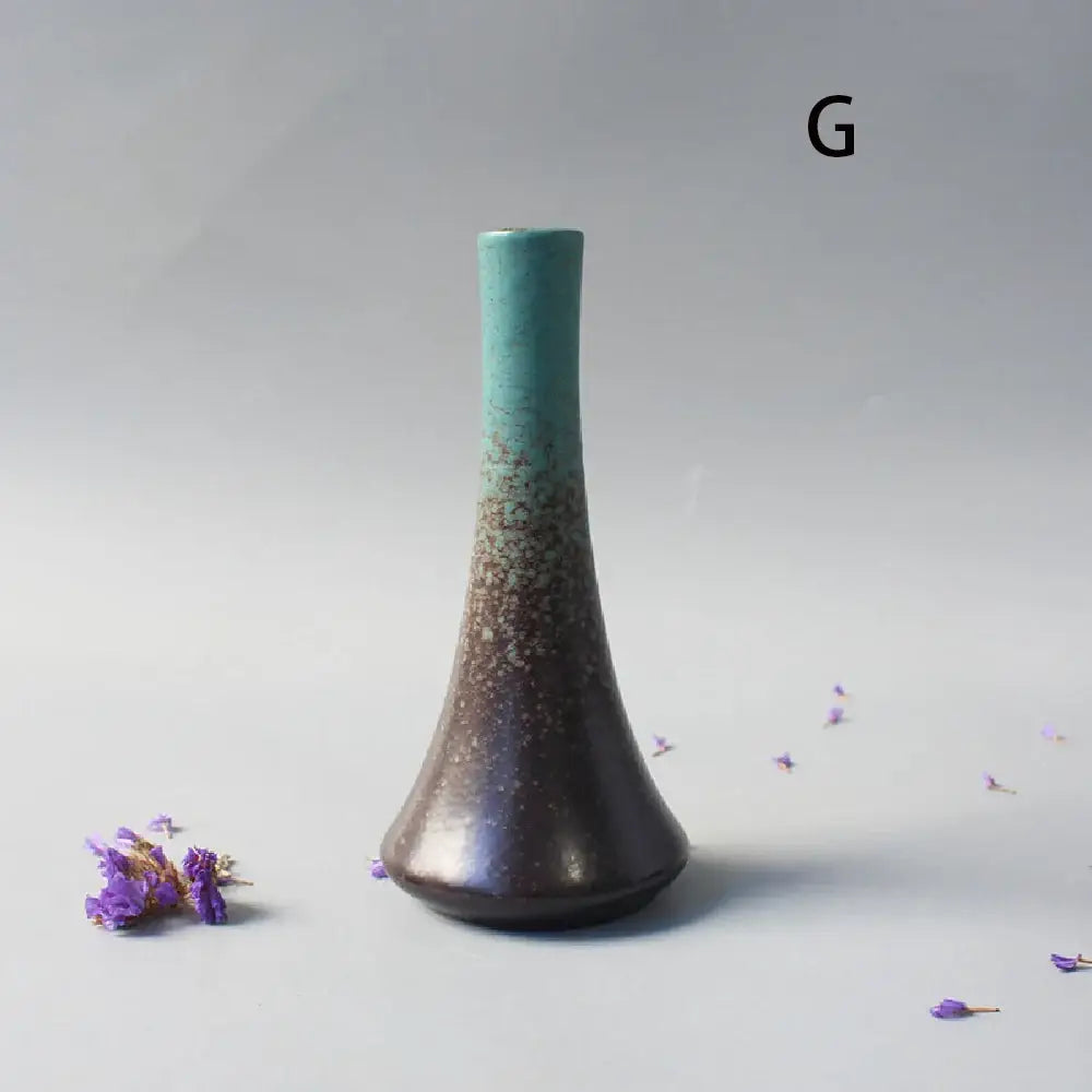 Matte black ceramic small vase elegant japanese living room decor