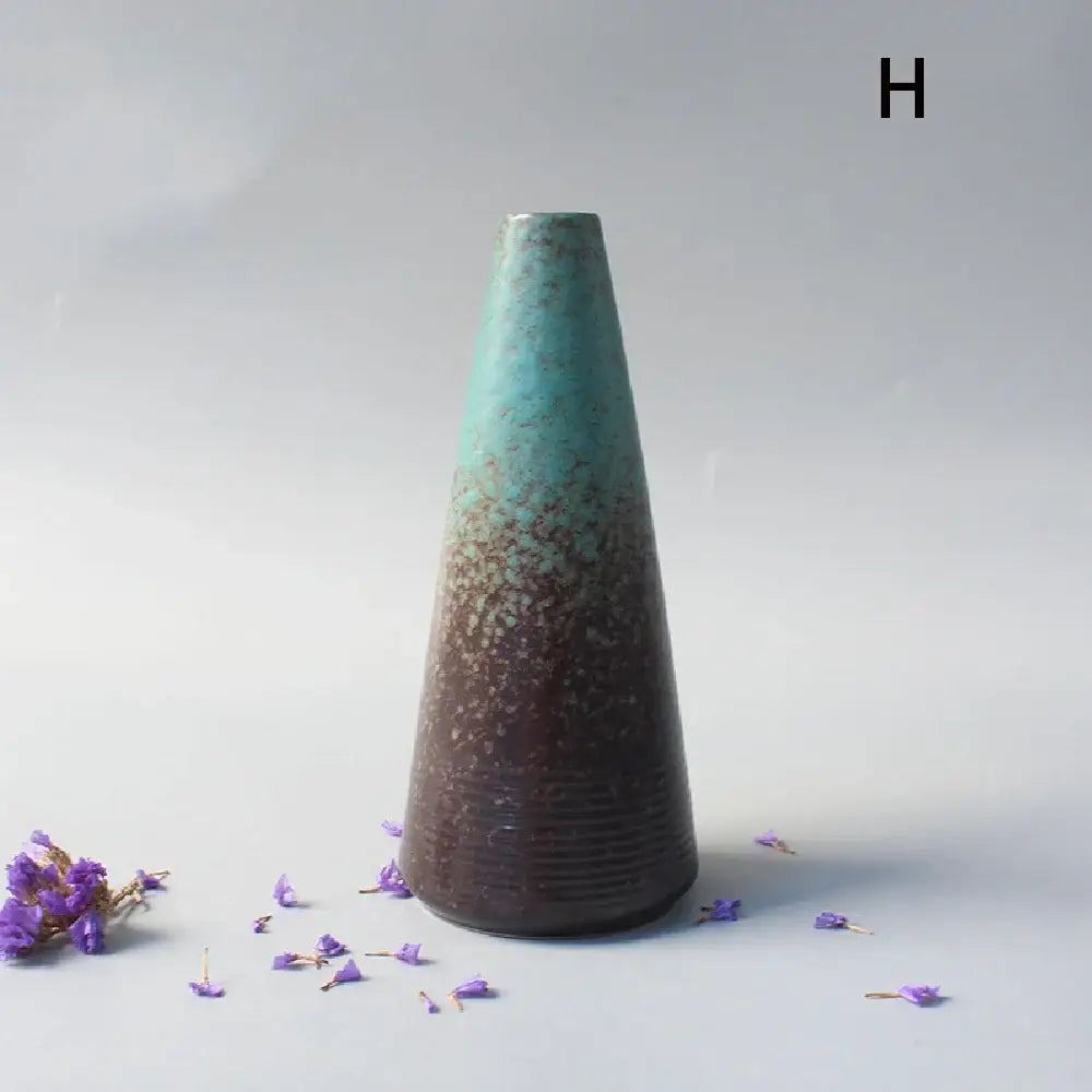 Matte black ceramic small vase elegant japanese living room decor
