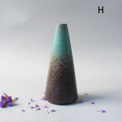 Matte black ceramic small vase elegant japanese living room decor