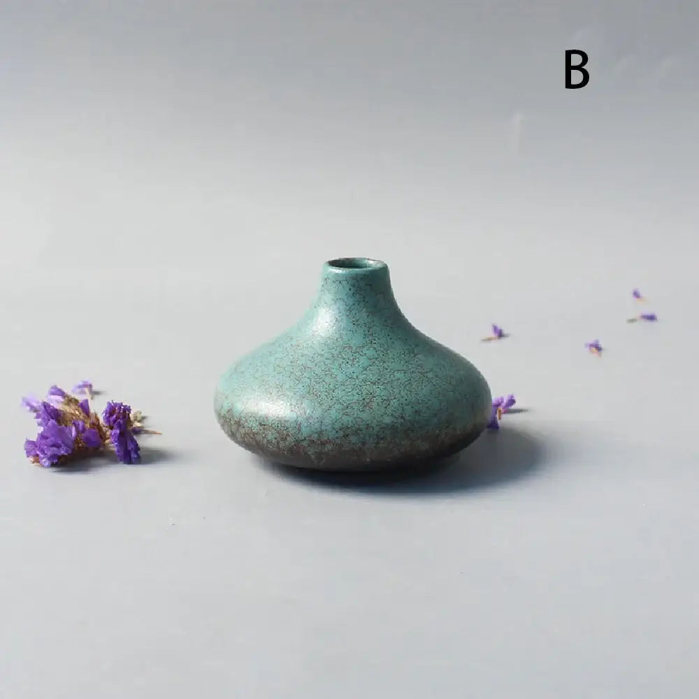 Matte black ceramic small vase elegant japanese living room decor