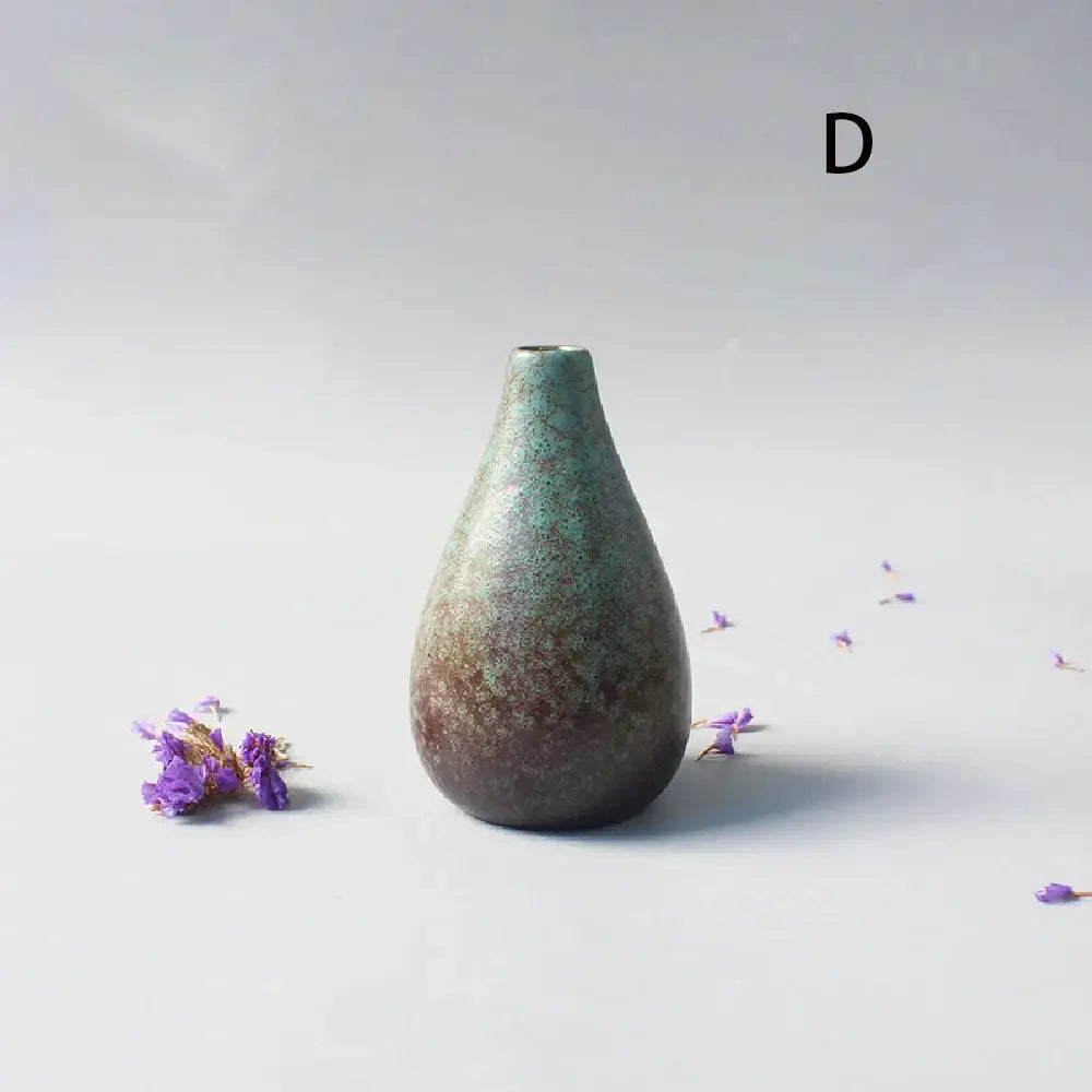 Matte black ceramic small vase elegant japanese living room decor