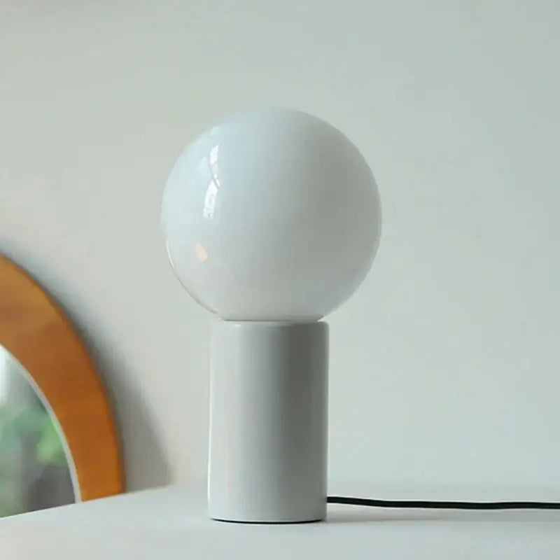 Bauhaus orange & white ceramic small table lamp bedroom