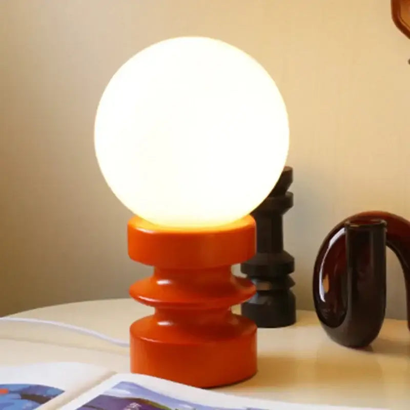 Bauhaus orange & white ceramic small table lamp bedroom