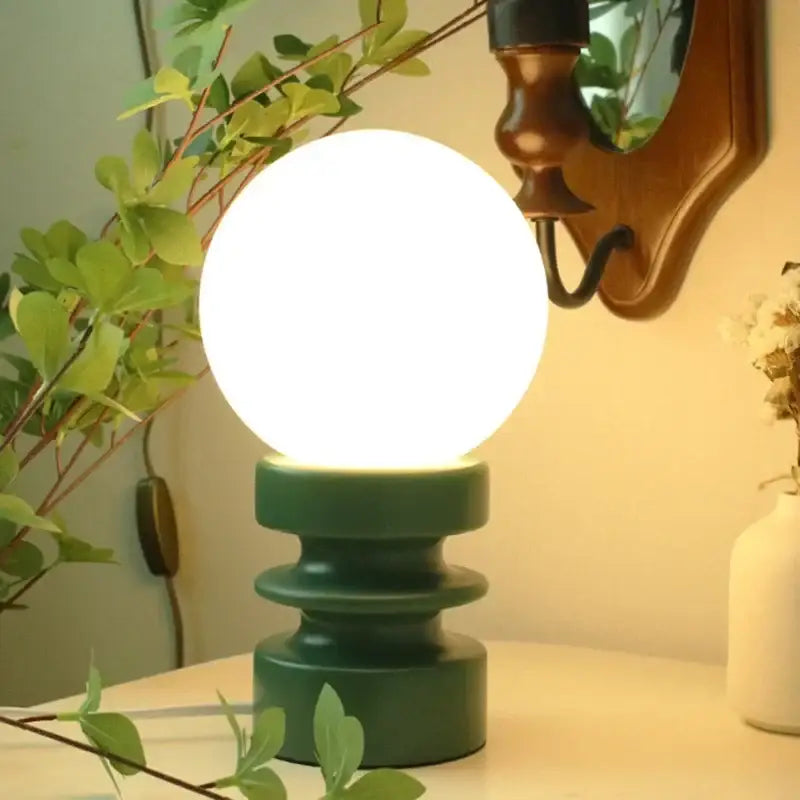 Bauhaus orange & white ceramic small table lamp bedroom