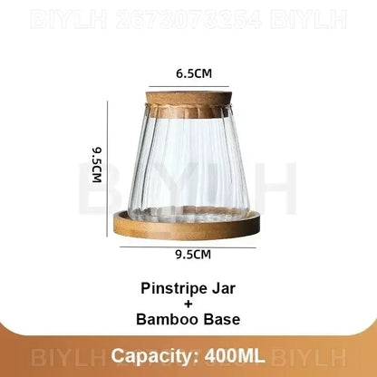 Small transparent glass vase with bamboo base for living room decor