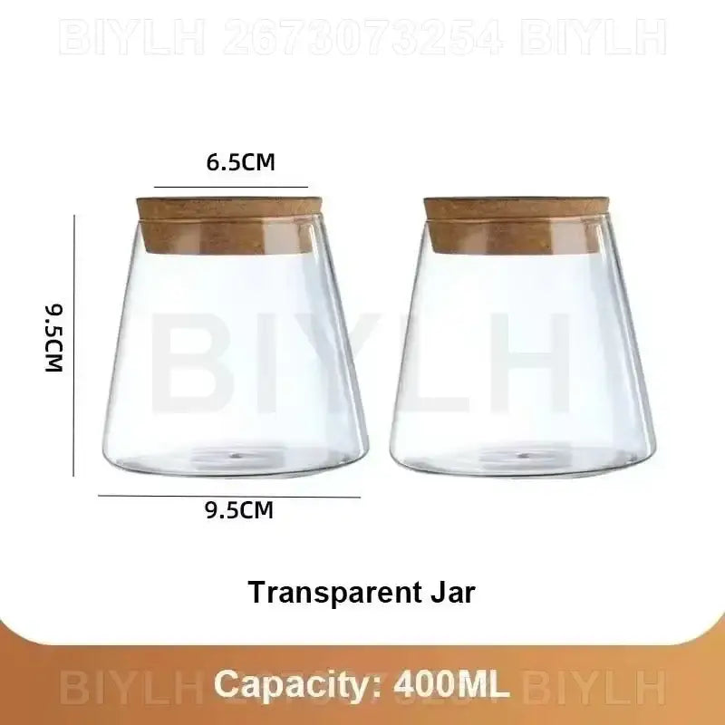 Small transparent glass vase with bamboo base for living room decor
