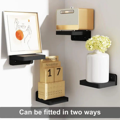 Dark wood small floating shelves 4-pack living room wall decor