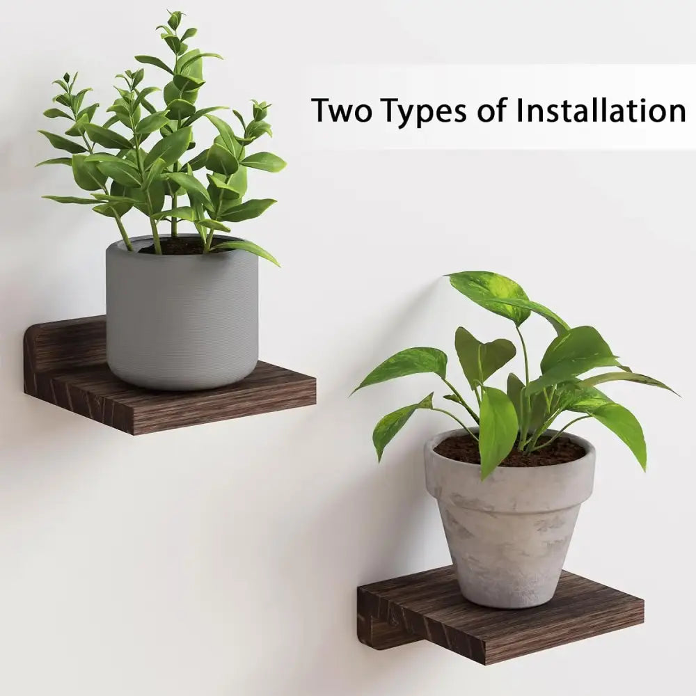 Dark wood small floating shelves 4-pack living room wall decor