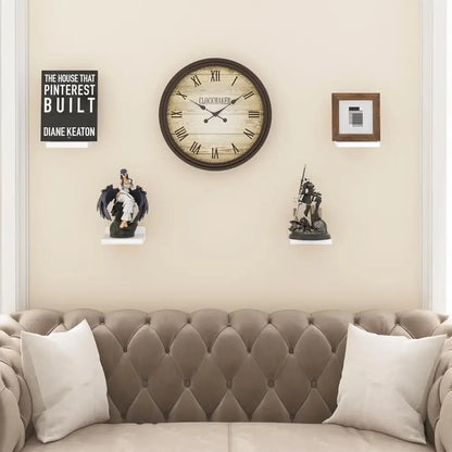 Dark wood small floating shelves 4-pack living room wall decor