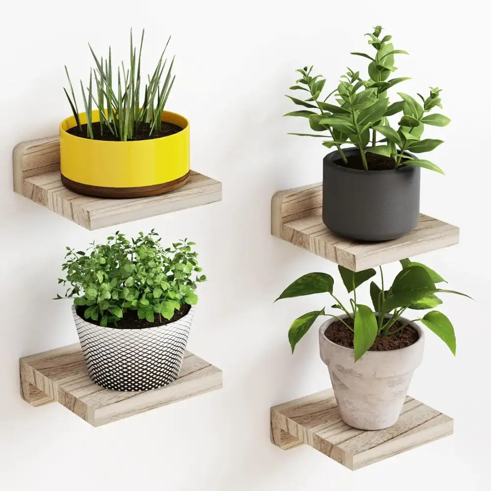 Dark wood small floating shelves 4-pack living room wall decor