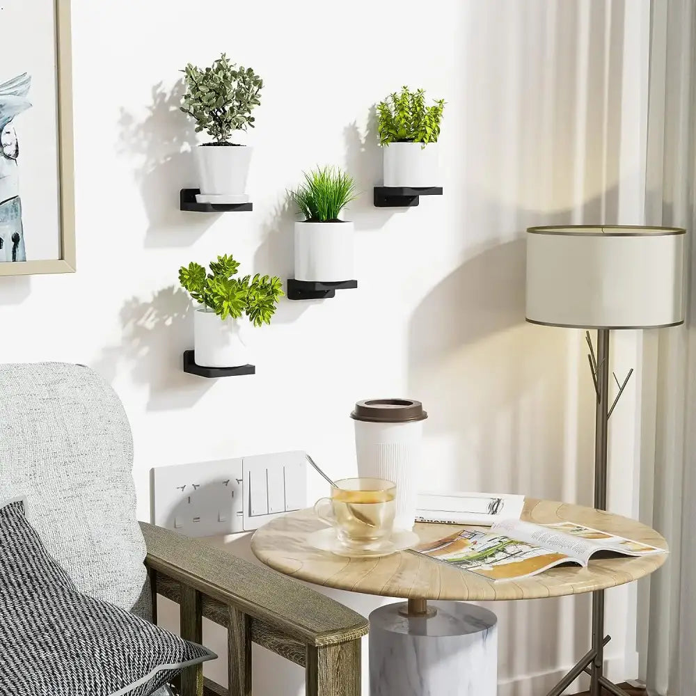 Dark wood small floating shelves 4-pack living room wall decor
