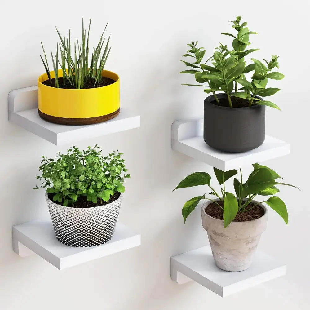 Dark wood small floating shelves 4-pack living room wall decor