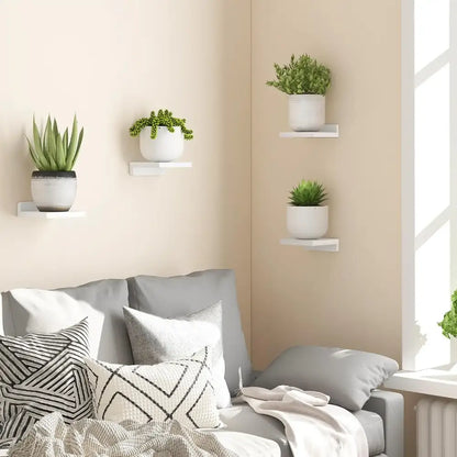 Dark wood small floating shelves 4-pack living room wall decor