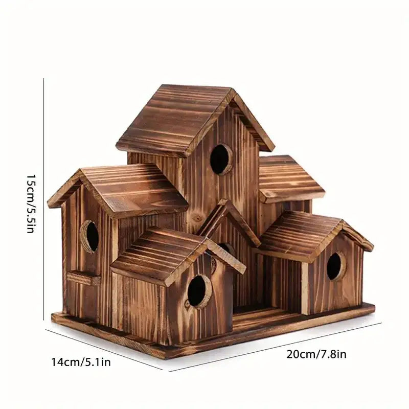 Rustic wooden hanging bird house garden small house style