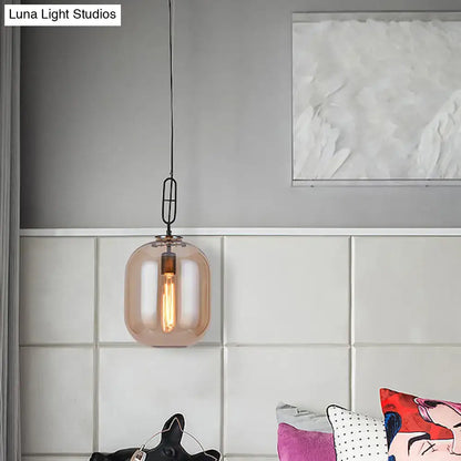 Industrial smoke gray & cognac glass pendant lamp dining room light