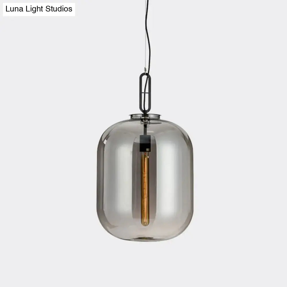 Industrial smoke gray & cognac glass pendant lamp dining room light