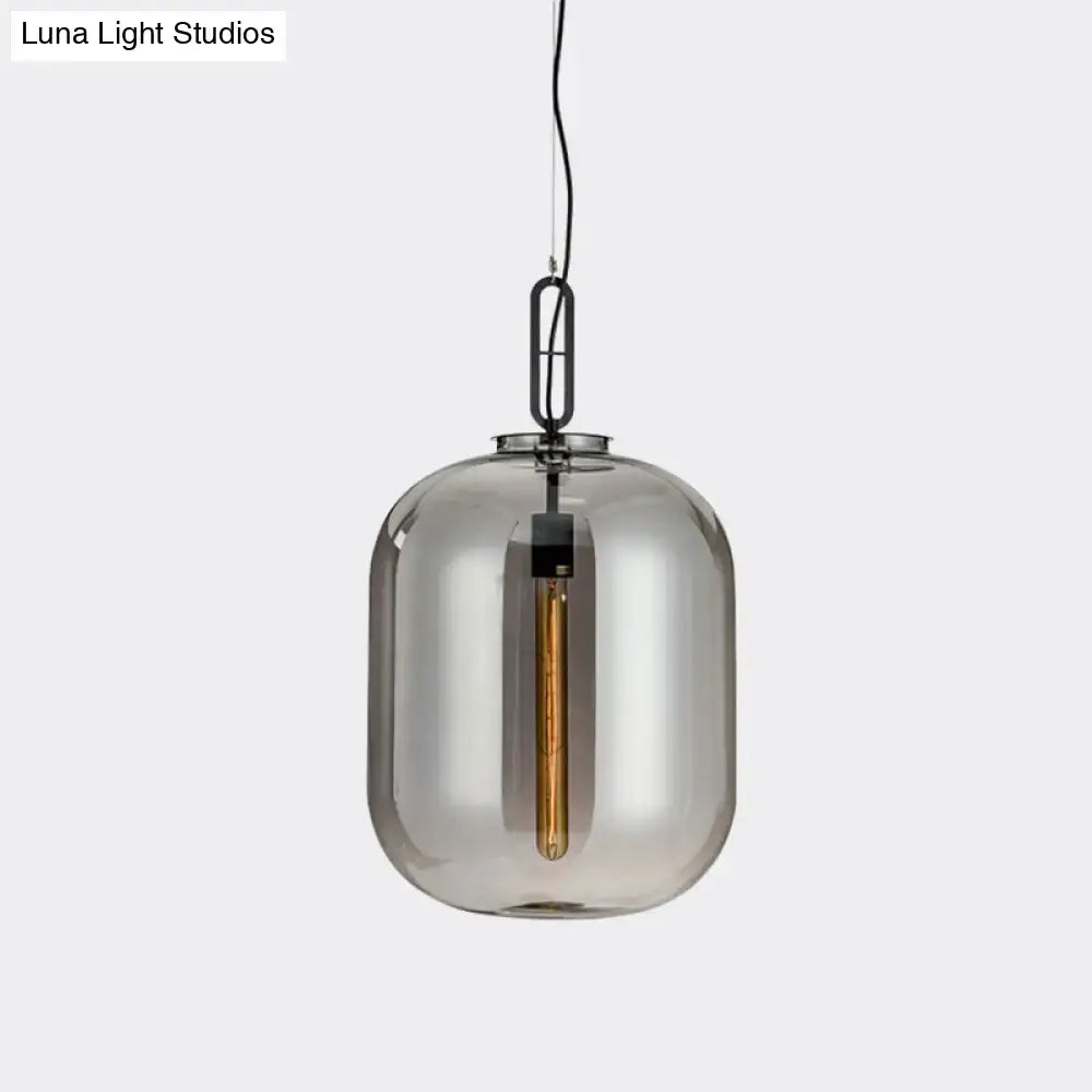 Industrial smoke gray & cognac glass pendant lamp dining room light