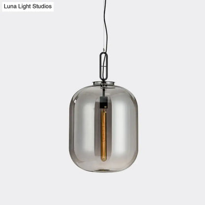 Industrial smoke gray & cognac glass pendant lamp dining room light
