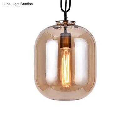 Industrial smoke gray & cognac glass pendant lamp dining room light