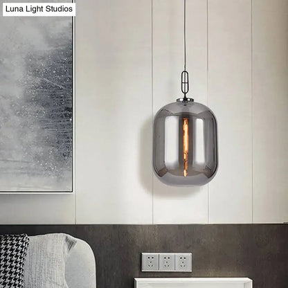 Industrial smoke gray & cognac glass pendant lamp dining room light