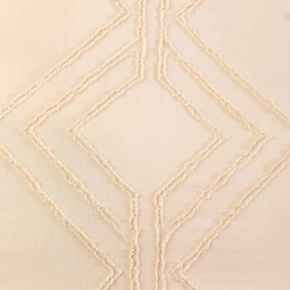 Beige quilted geometric duvet cover set bedroom frayed texture