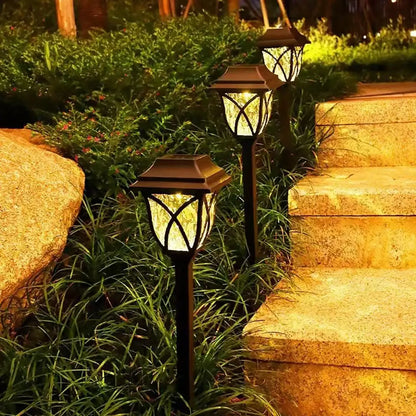 Black lattice solar lawn lights – garden path lighting