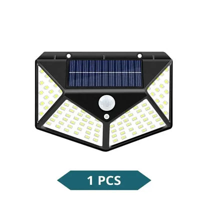 Modern black triangular 100 led outdoor lights with motion sensor garden